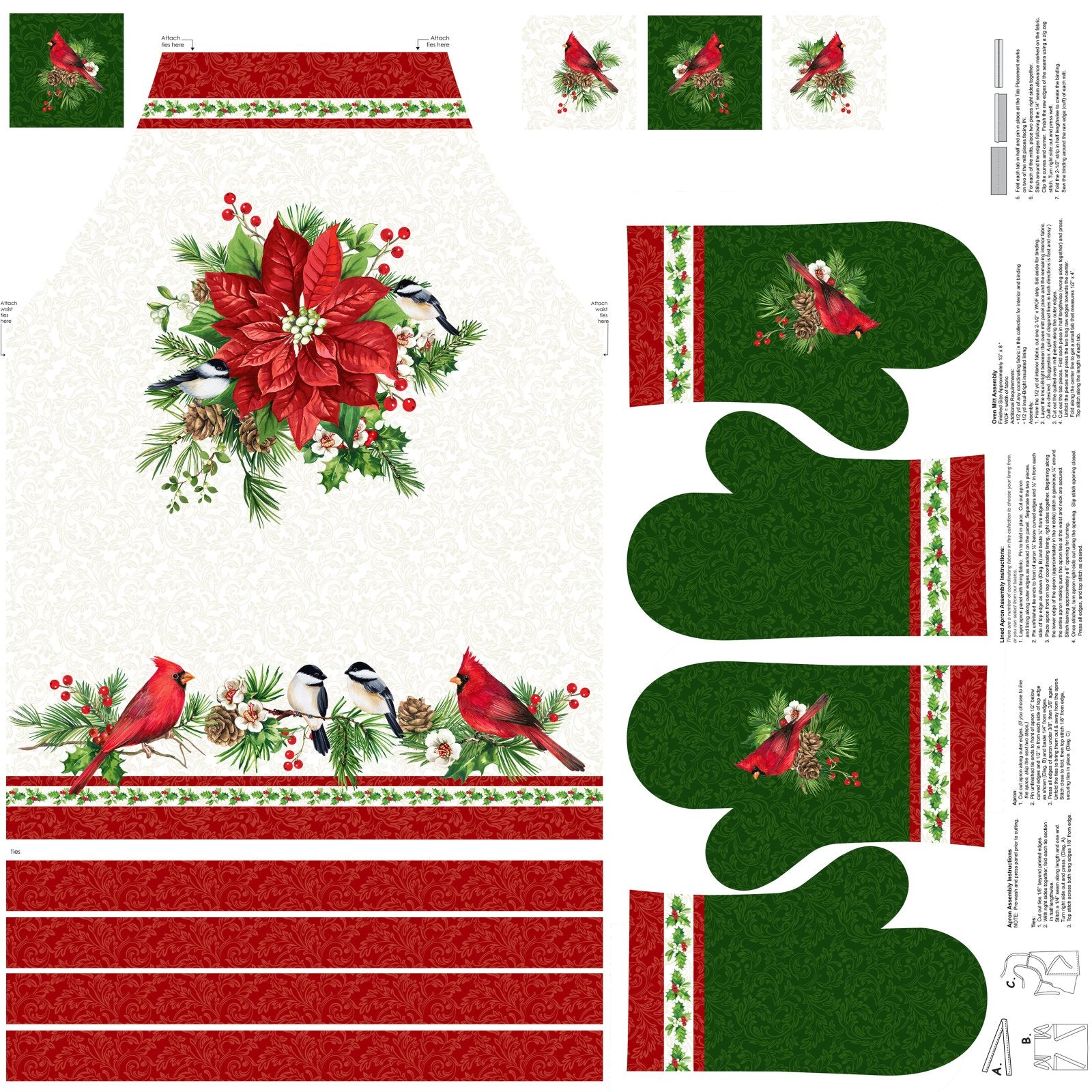 Yuletide Traditions Apron & Oven Mitts Panel DP26113-10